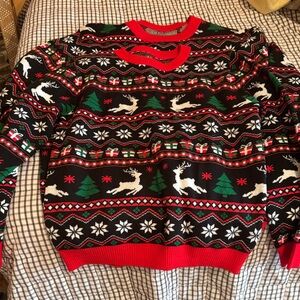 Festive Holiday Sweater - Red, Green, Black